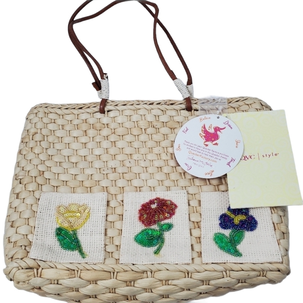 New Quacker Factory Straw Woven Beach Tote…